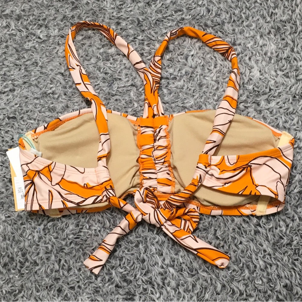 Kona Sol Women's Size M (8-10) Orange Tropical Print Bralette Bikini Top - Picture 2 of 6